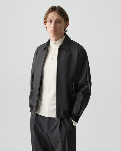 Wyatt Zip Jacket Leather Black - Theory Men