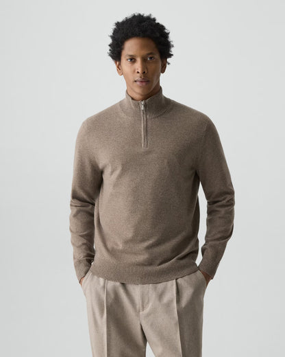 Hilles Quarter-Zip Sweater Cashmere Dark Feather Melange - Theory Men