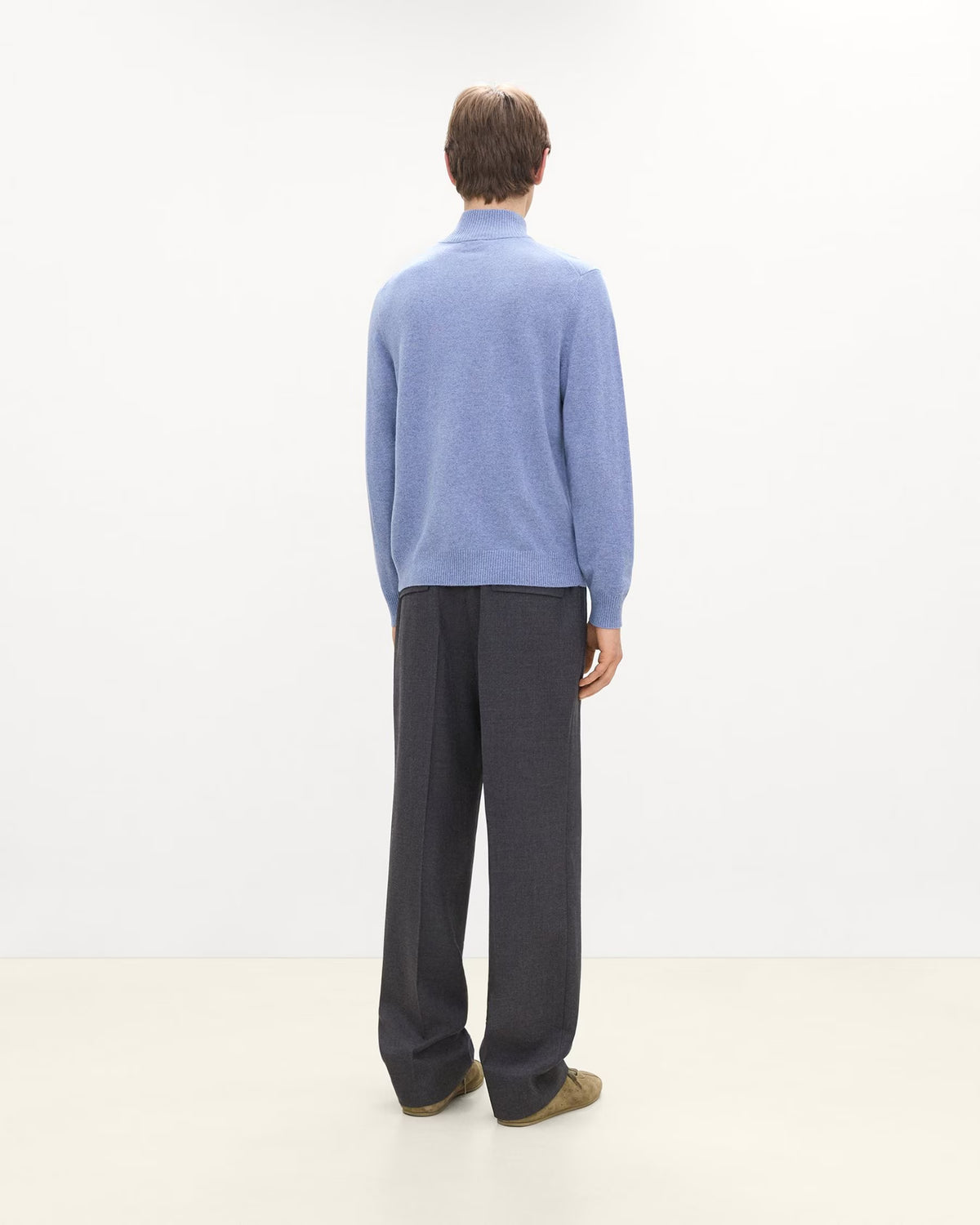 Hilles Quarter-Zip Sweater Cashmere Light Heather Blue - Theory Men