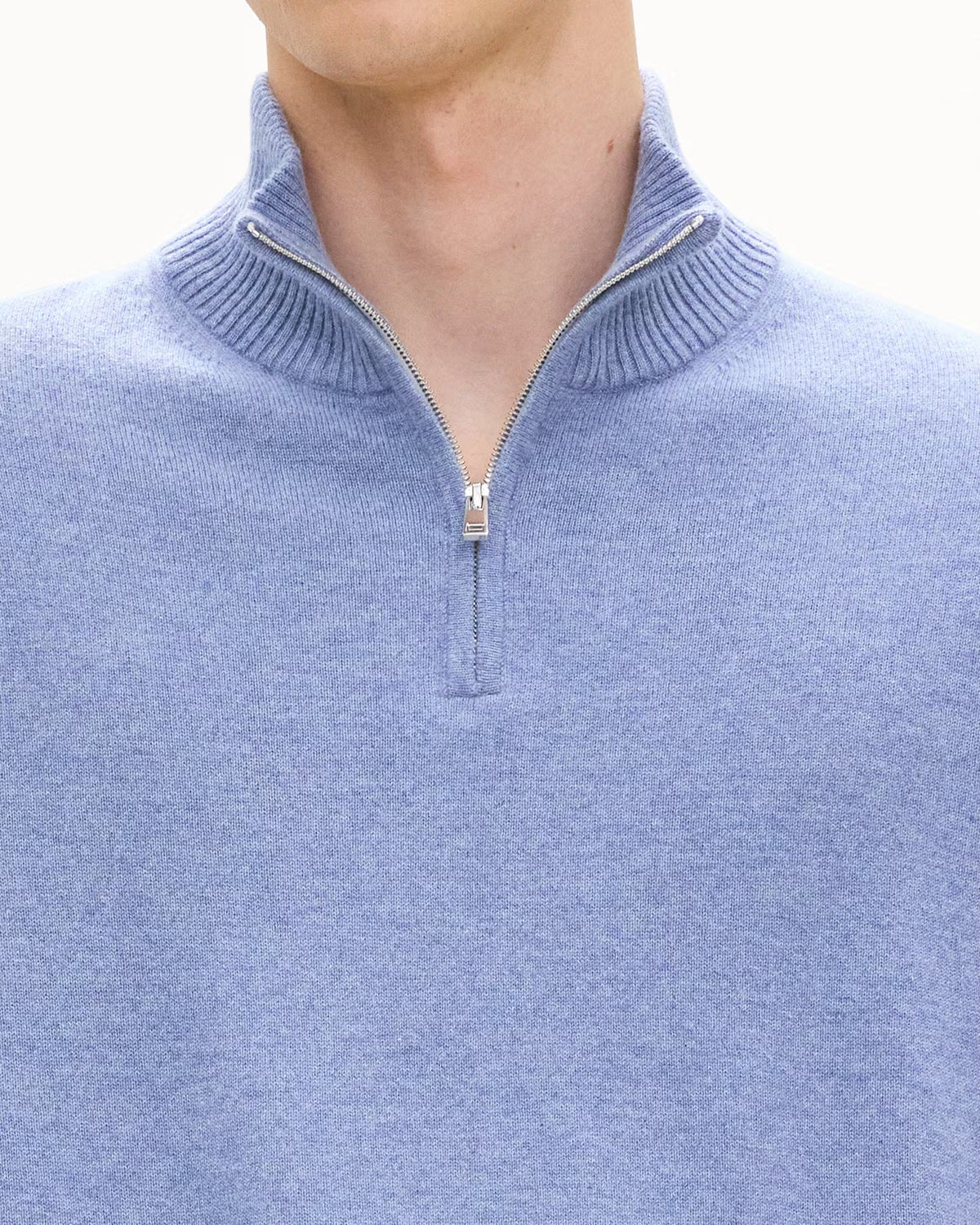 Hilles Quarter-Zip Sweater Cashmere Light Heather Blue - Theory Men