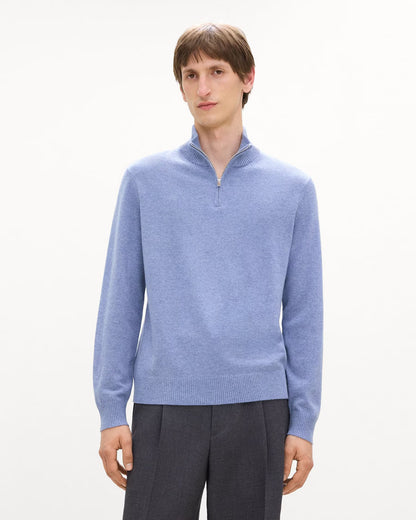 Hilles Quarter-Zip Sweater Cashmere Light Heather Blue - Theory Men