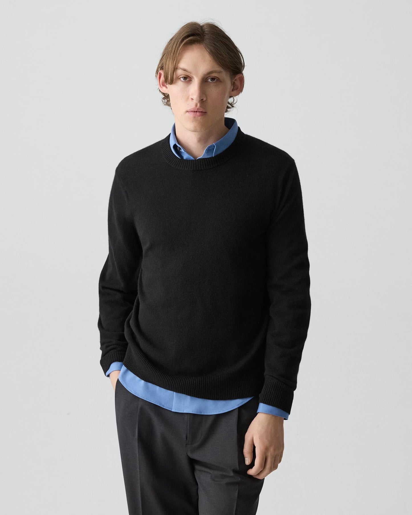 Hilles Crewneck Sweater Cashmere Black - Theory Men