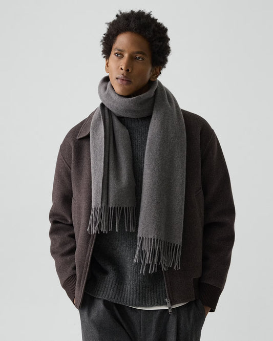 Plush Cashmere Scarf Grey Melange - Theory Men