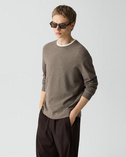 Riland Crewneck Sweater Light Bilen Morel Melange - Theory Men
