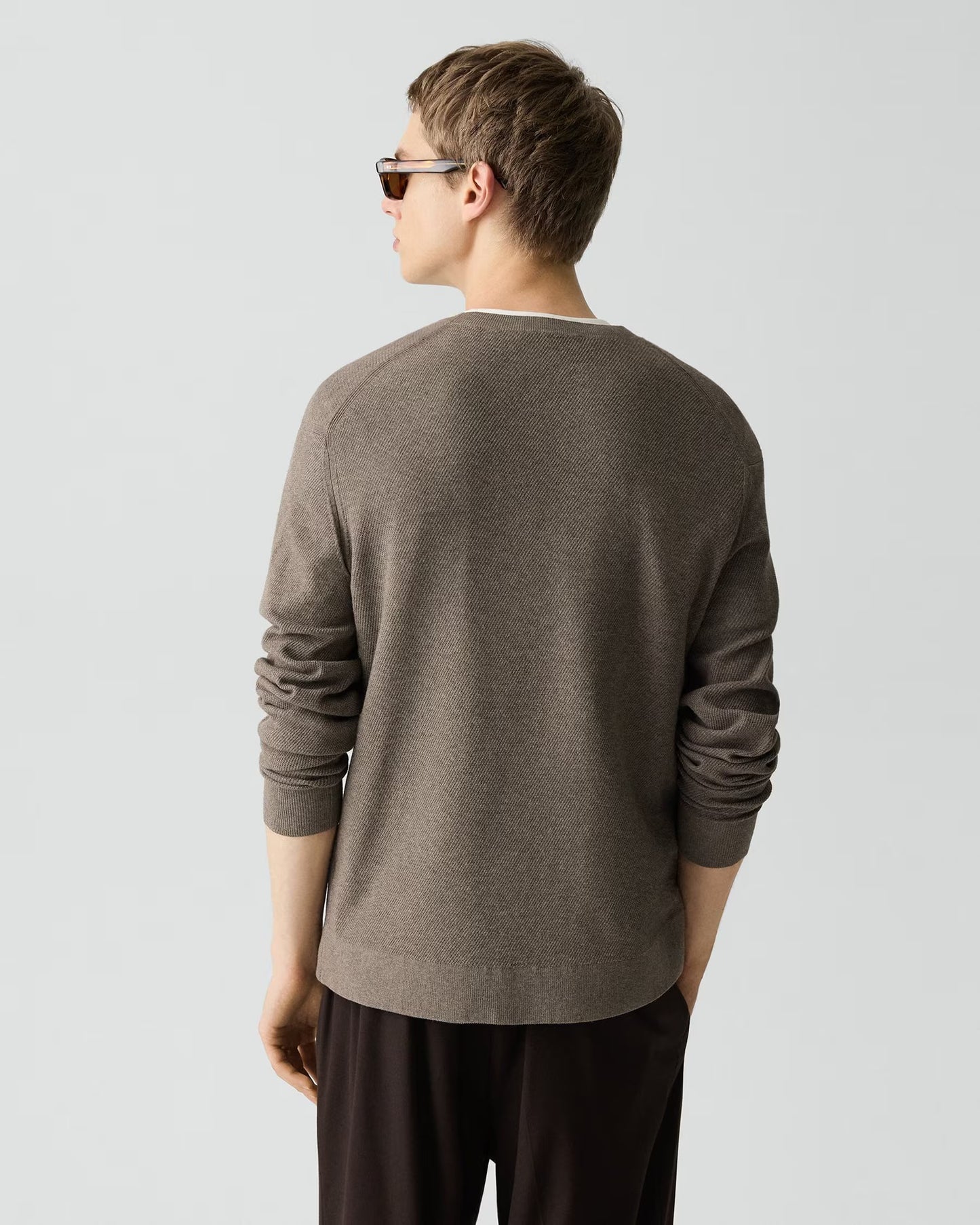 Riland Crewneck Sweater Light Bilen Morel Melange - Theory Men