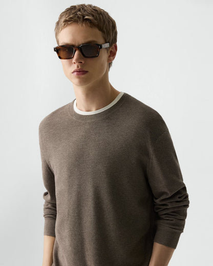 Riland Crewneck Sweater Light Bilen Morel Melange - Theory Men