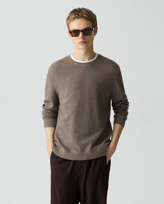 Riland Crewneck Sweater Light Bilen Morel Melange - Theory Men
