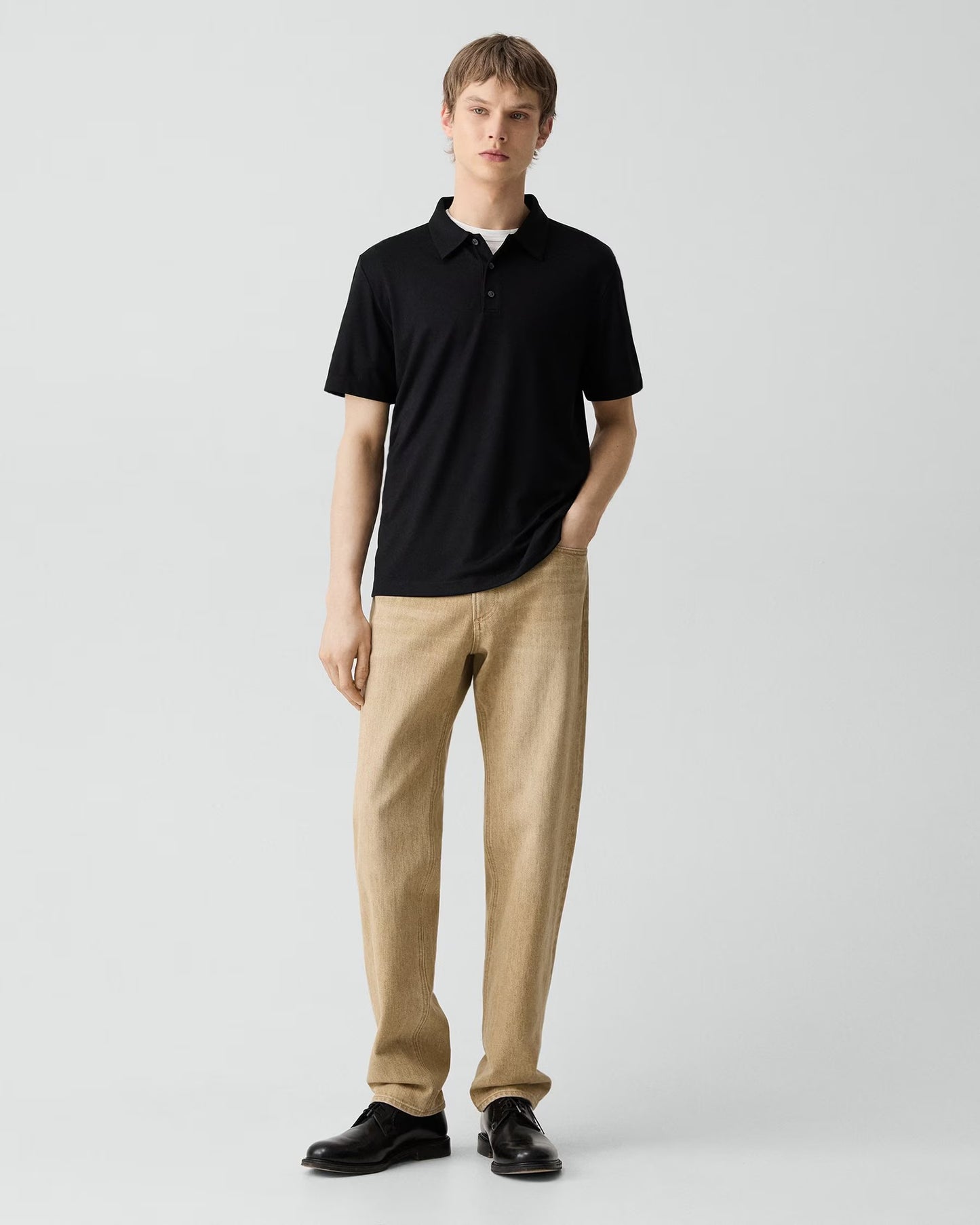 Bron Polo Shirt Anemone Modal Jersey Black - Theory Men