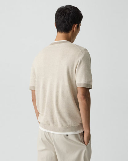 Crewneck Tee Silk Linen Silver Cloud - Theory Men