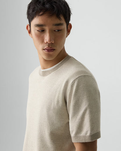 Crewneck Tee Silk Linen Silver Cloud - Theory Men