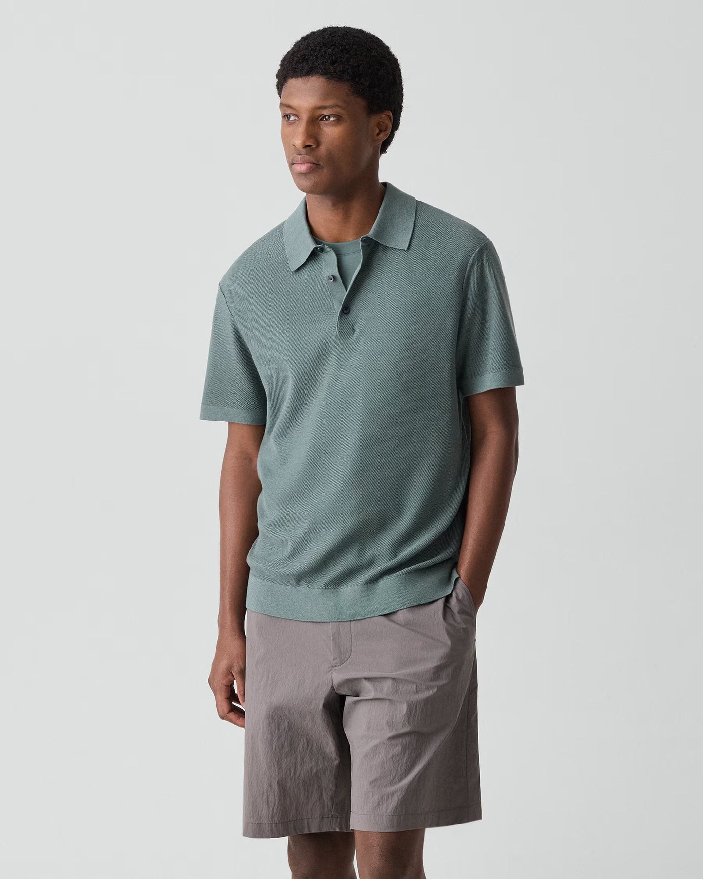 Polo Shirt Silk/Cotton Light Pine Grove - Theory Men