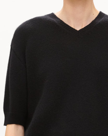 Cropped V-Neck Tee Cashmere Black - Theory Women