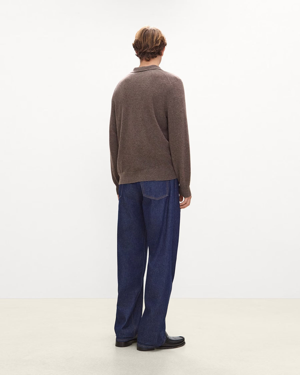 Open Collar Sweater Cashmere Espresso Melange - Theory Men