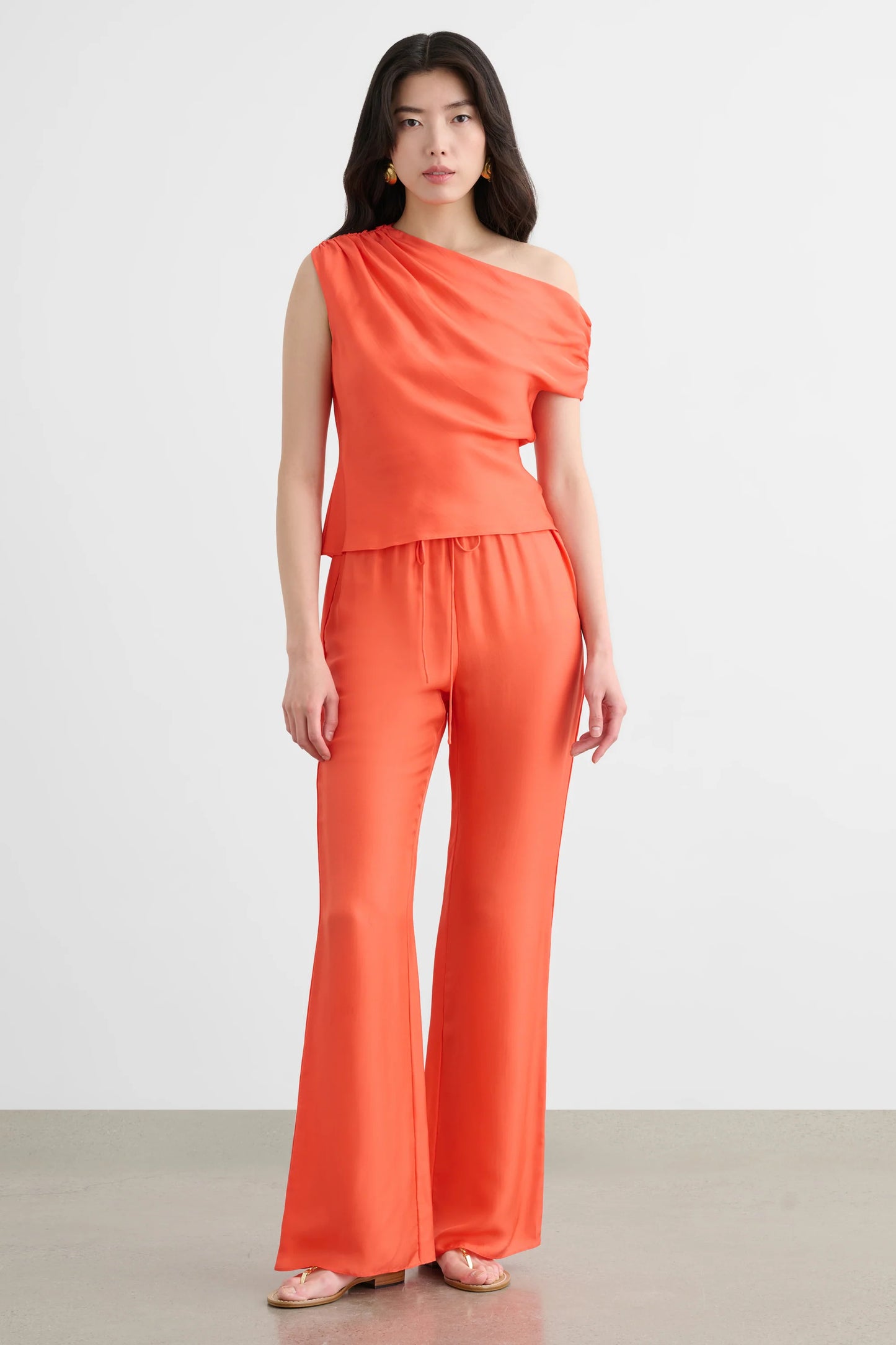Veda Off The Shoulder Draped Top Flame - Toccin