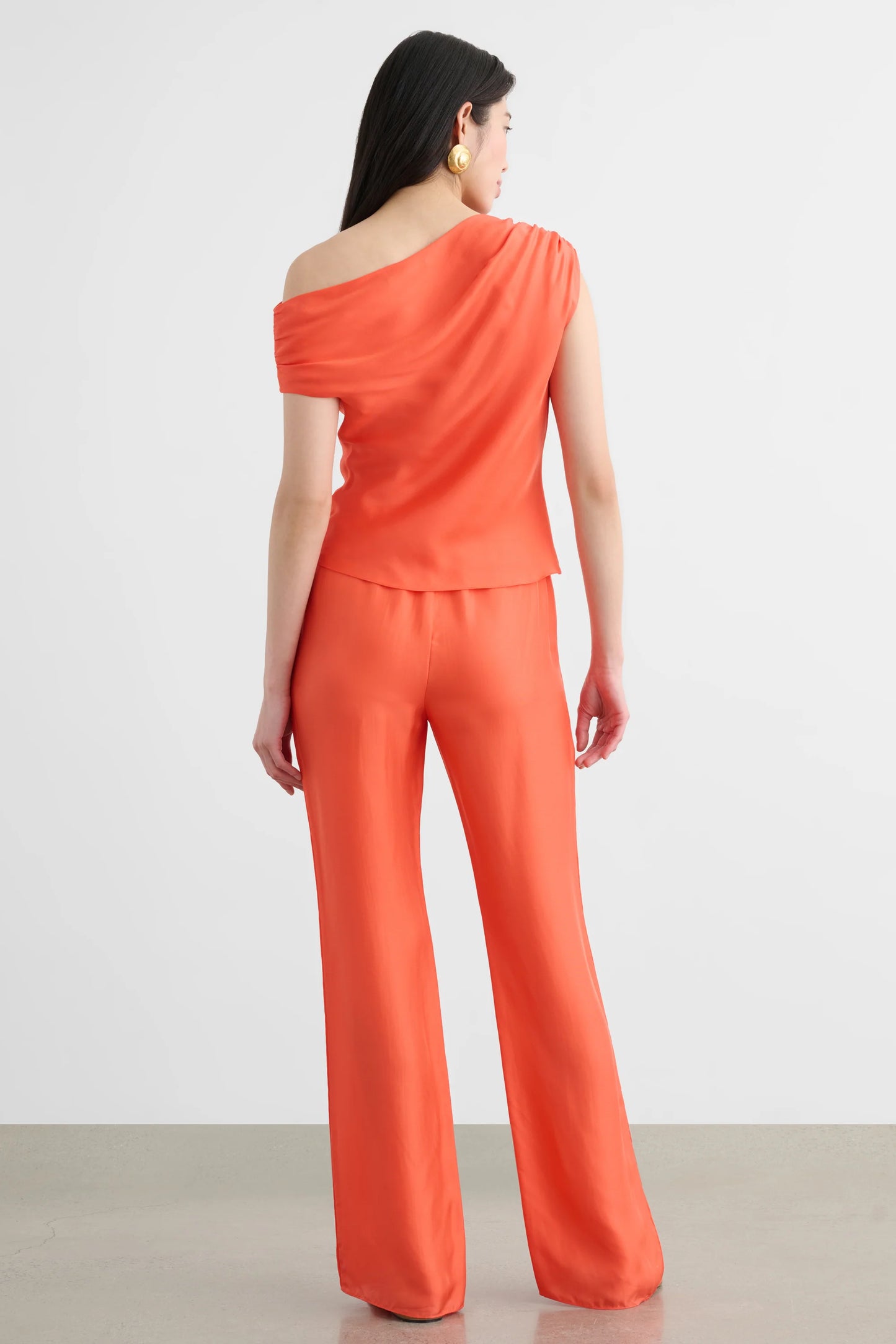 Nela Drawstring Flared Pull-On Pant Flame - Toccin