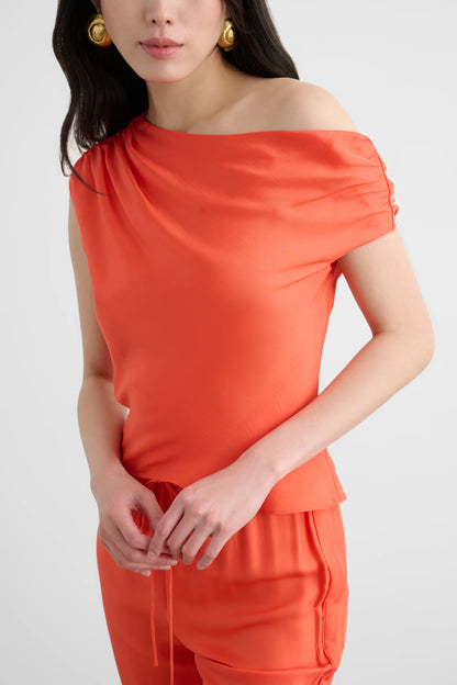 Veda Off The Shoulder Draped Top Flame - Toccin