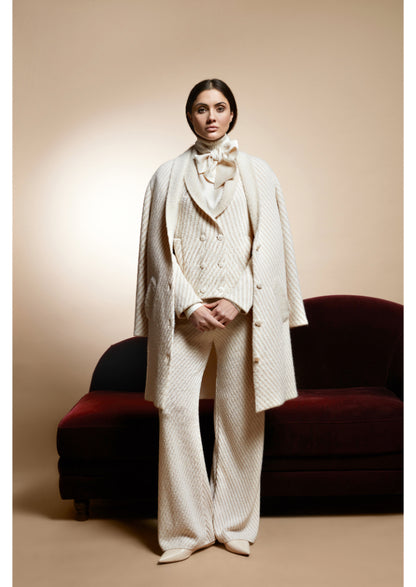 Shimmer Wide Leg Pant Ivory/Gold - Tricot Chic
