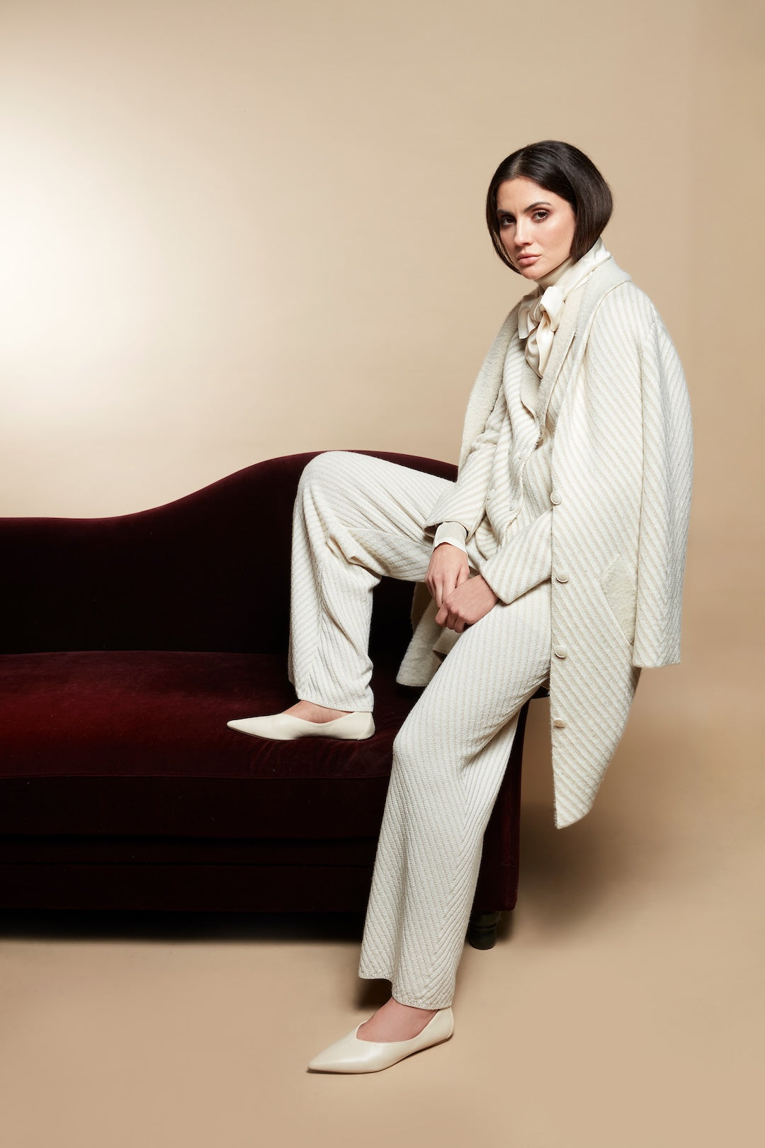 Shimmer Wide Leg Pant Ivory/Gold - Tricot Chic