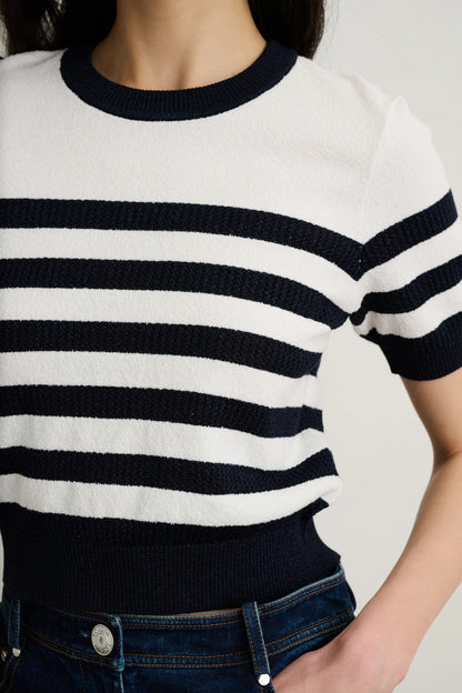 Velda Short Sleeve Sweater Midnight/Optic - Toccin