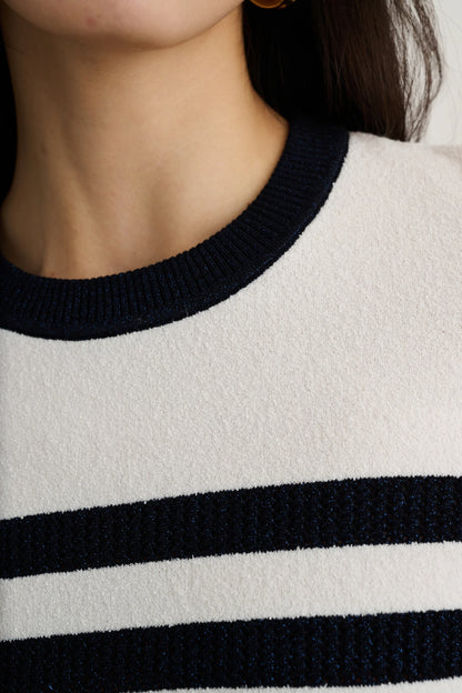 Velda Short Sleeve Sweater Midnight/Optic - Toccin