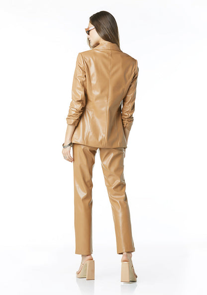 Kia Vegan Leather Blazer Soft Brown - Tart Collections