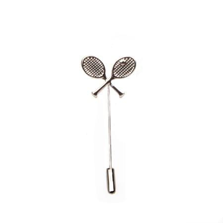 Tennis Racquets Lapel Pin Silver - Stolen Riches