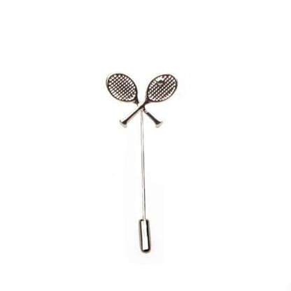 Tennis Racquets Lapel Pin Silver - Stolen Riches