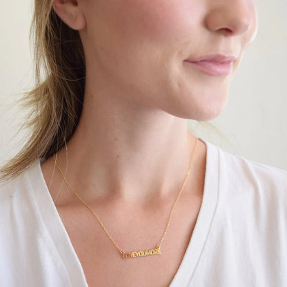 Love You More Bar Necklace Flat Gold - Love You More