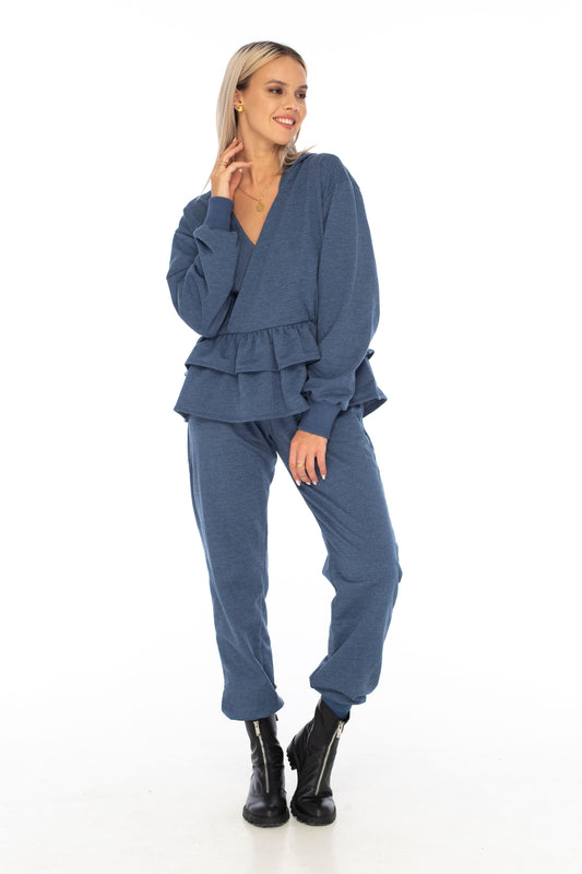 Loungewear Frill Hoodie Indigo - Skemo