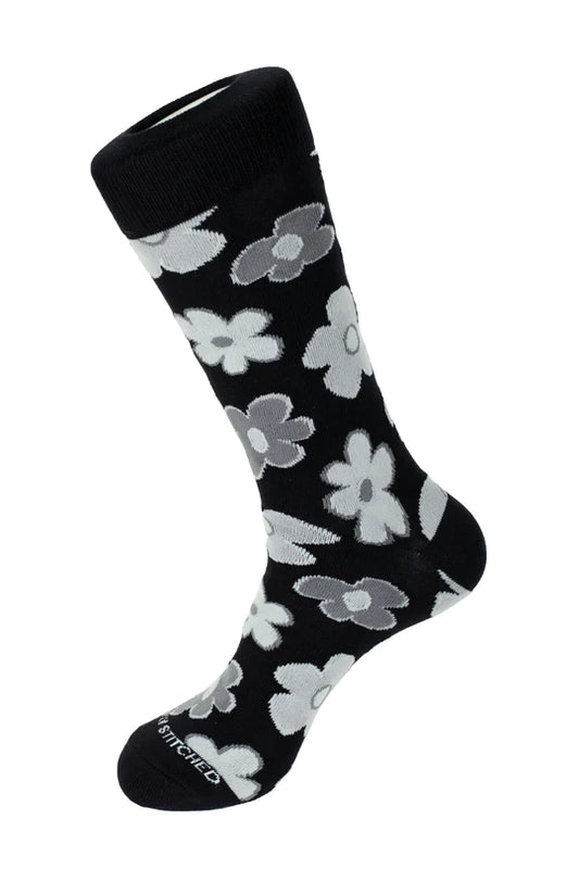 Flower Crew Socks Black - Unsimply Stitched