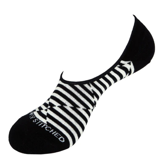 Hazard Stripes No Show Socks Black White - Unsimply Stitched