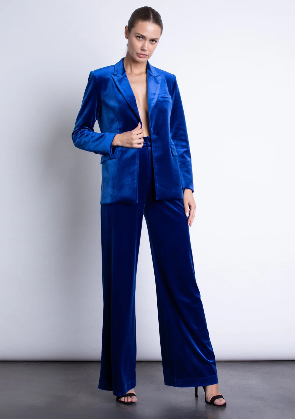 Lola Velvet Blazer Dusk Blue - Karina Grimaldi