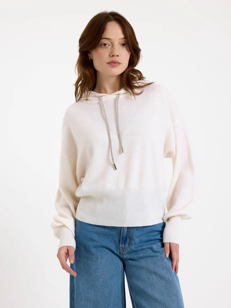 Hilary Cashmere Hoodie Organic White - Brodie Cashmere