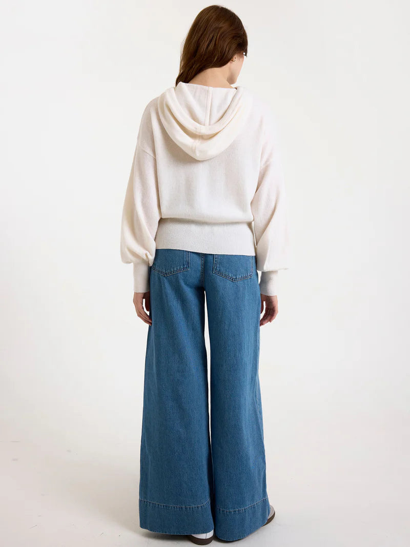 Hilary Cashmere Hoodie Organic White - Brodie Cashmere