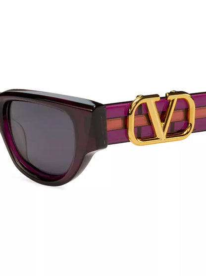 V - Due Cat Eye Sunglasses Purple - Valentino