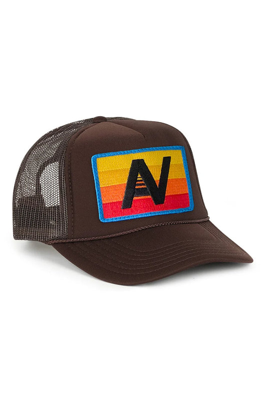 Logo Rainbow Vintage Trucker Hat Brown - Aviator Nation