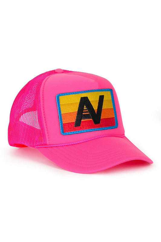 Logo Rainbow Vintage Trucker Hat Neon Pink - Aviator Nation
