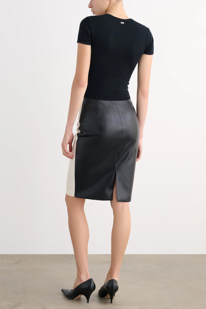 Verena Asymmetrical Zip-Front Skirt Ivory/Jet - Toccin