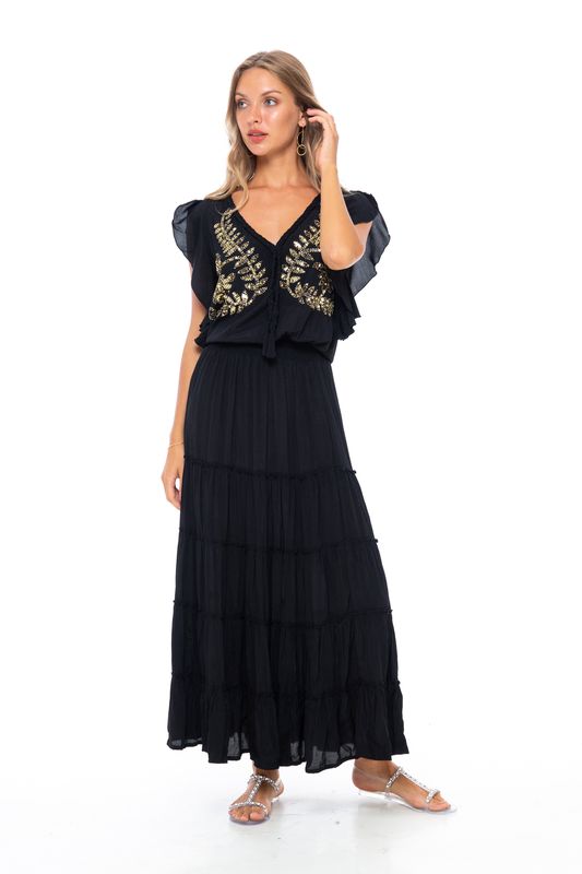 Evening Cesme Long Dress Black - Skemo