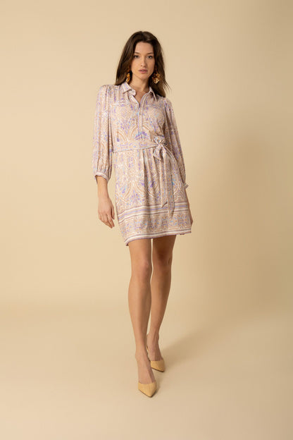 Sloan Long Sleeve Short Dress Beige - Hale Bob