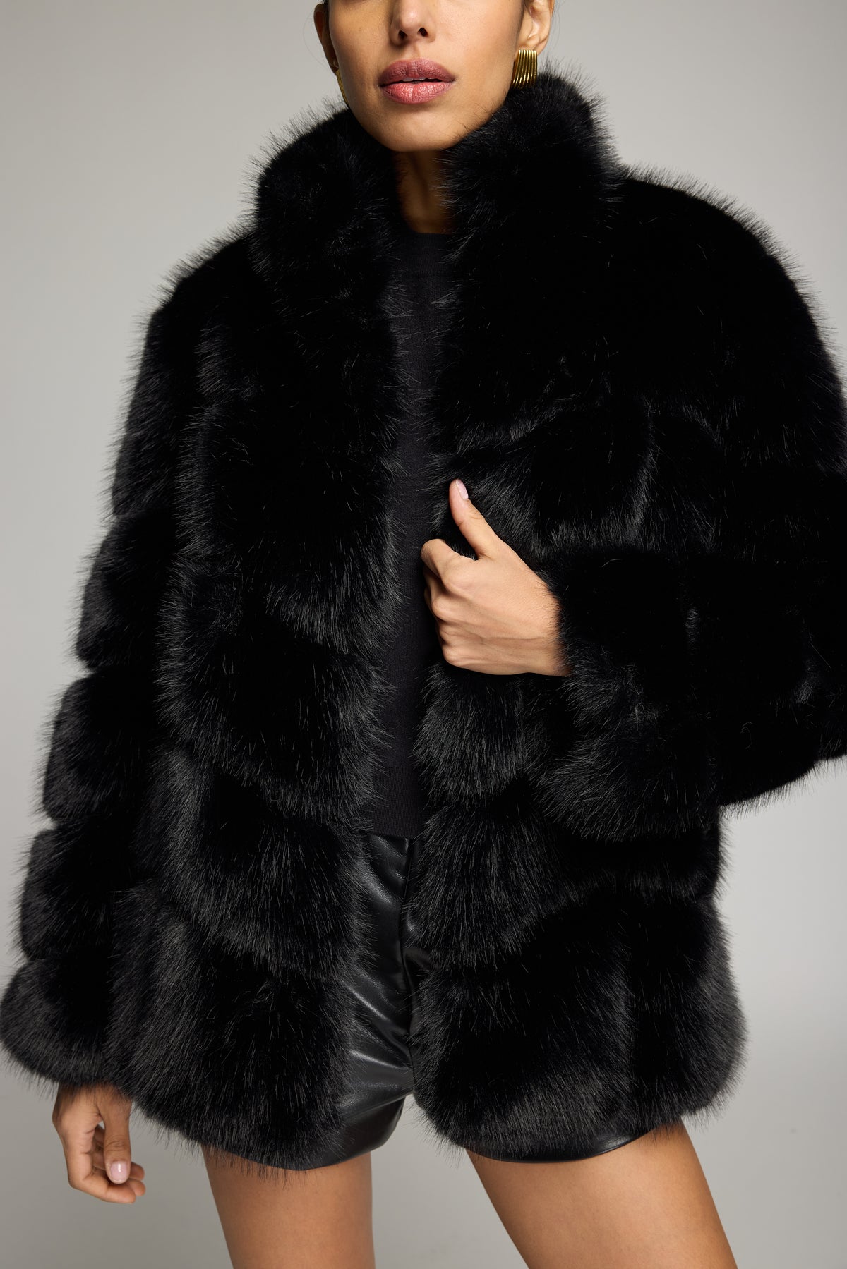 Louisa Faux Fur Jacket Black - Generation Love