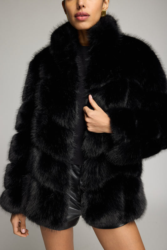 Louisa Faux Fur Jacket Black - Generation Love