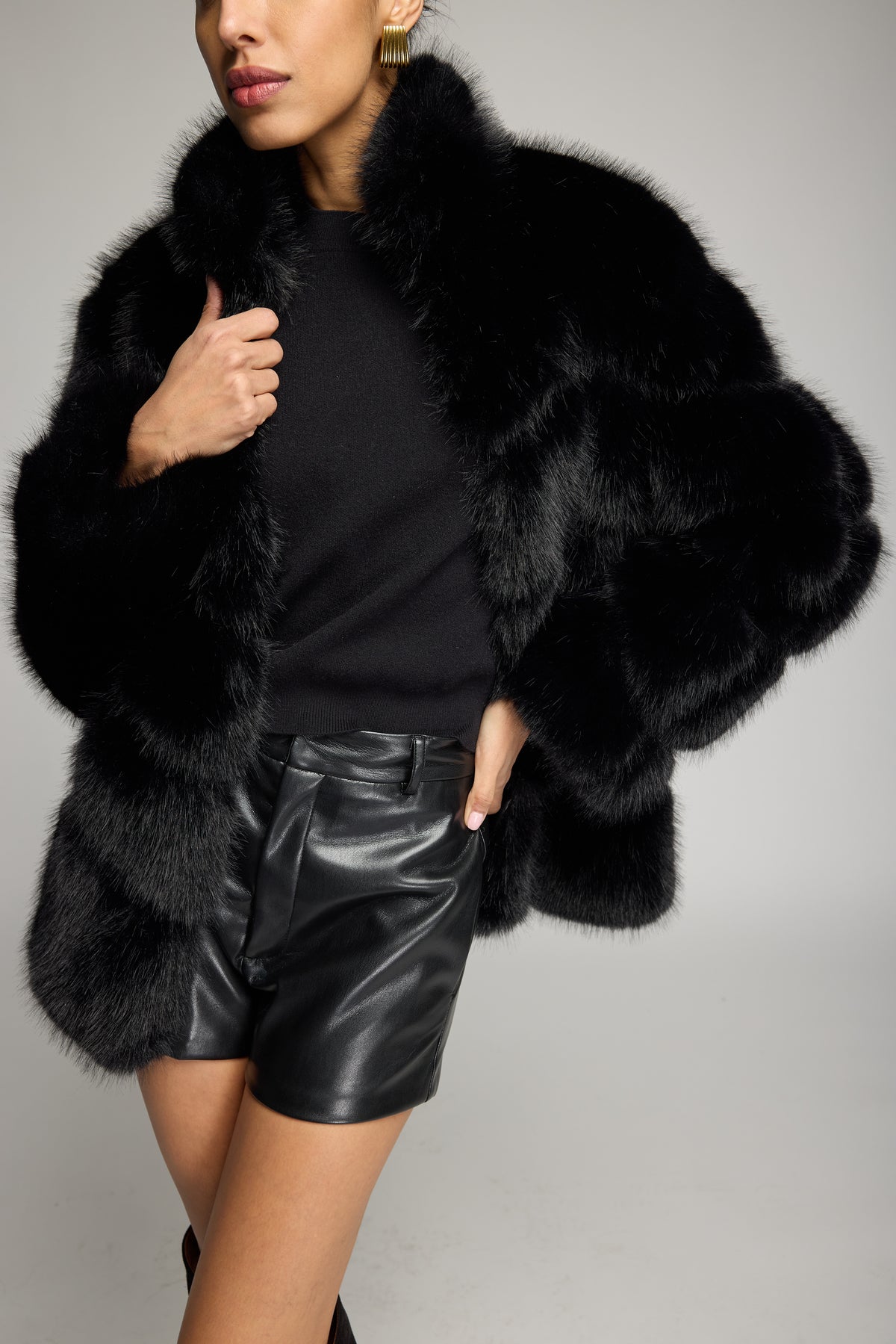 Louisa Faux Fur Jacket Black - Generation Love