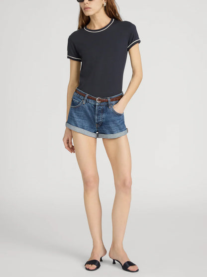 Ringer Baby Tee Navy Multi - Frame