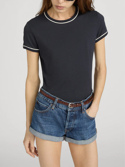 Ringer Baby Tee Navy Multi - Frame