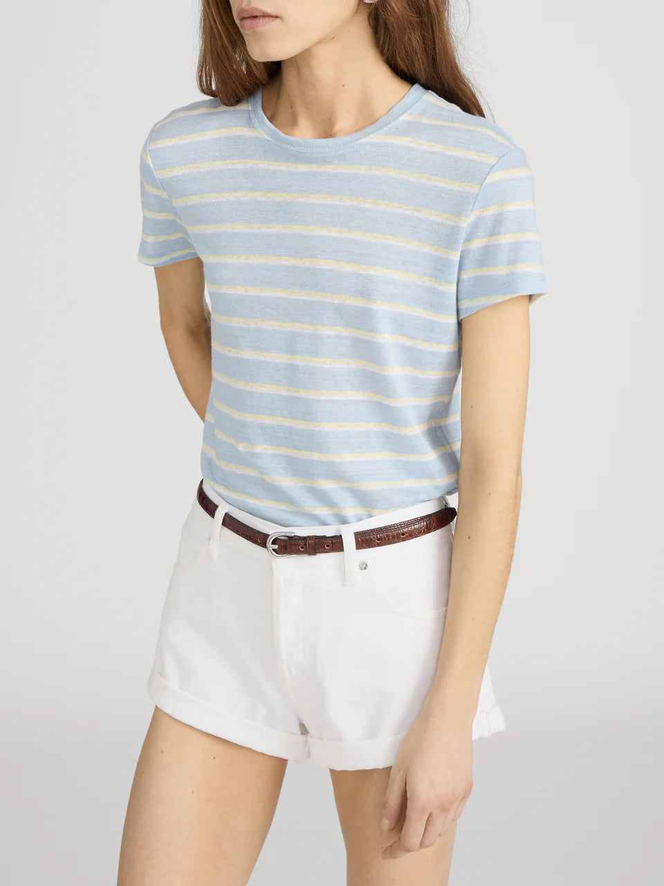 Linen Baby Tee Chambray Blue Multi - Frame