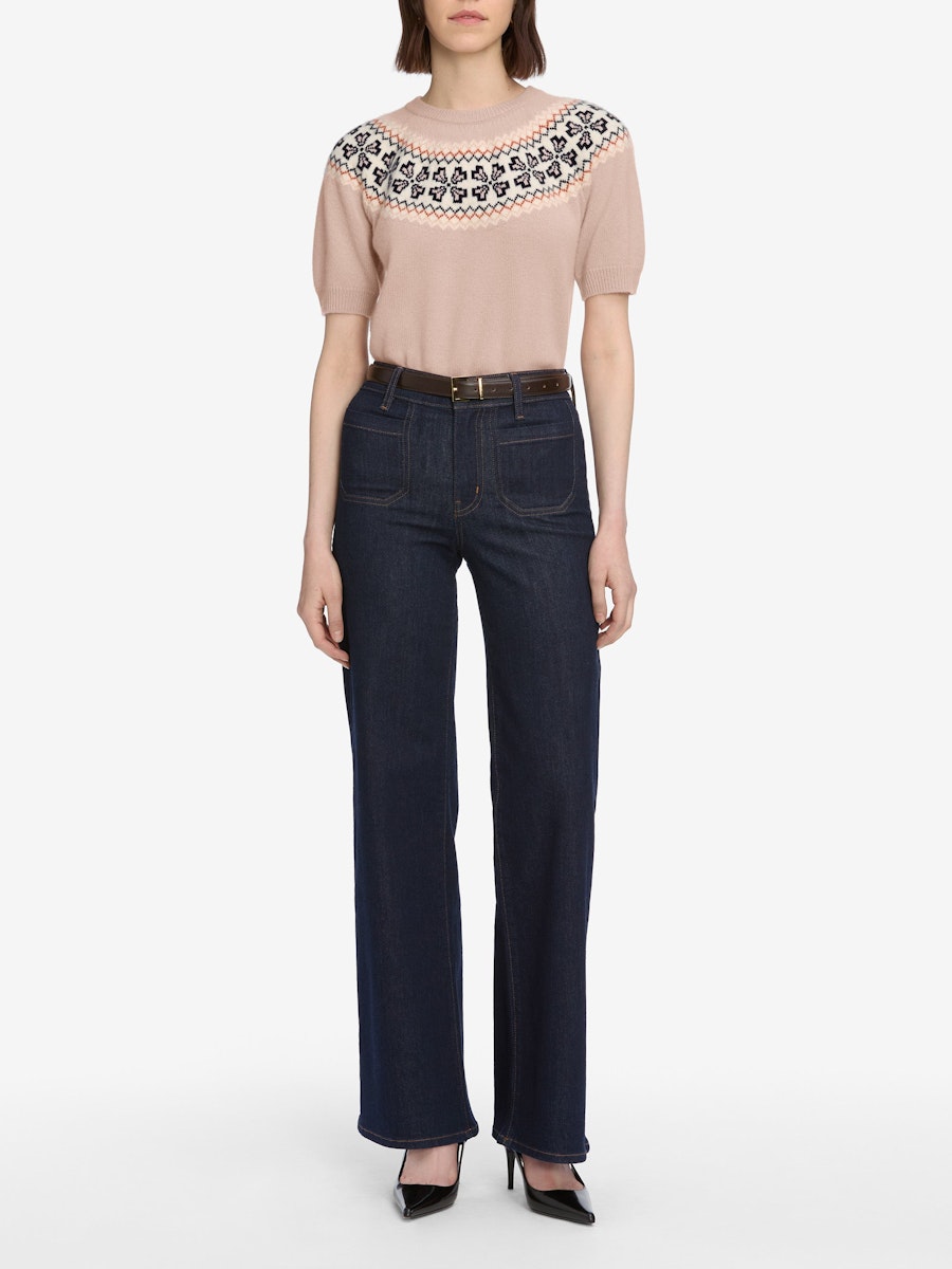 Cashmere Fairisle Crew Sweater Pink Sand - Frame