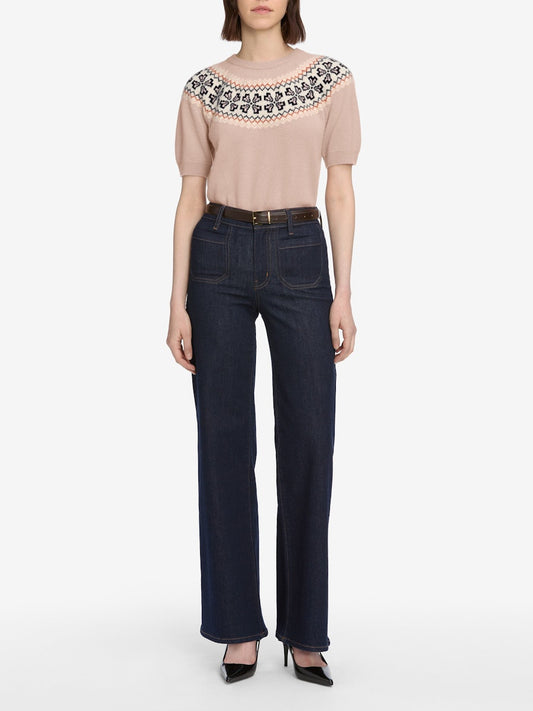 Cashmere Fairisle Crew Sweater Pink Sand - Frame