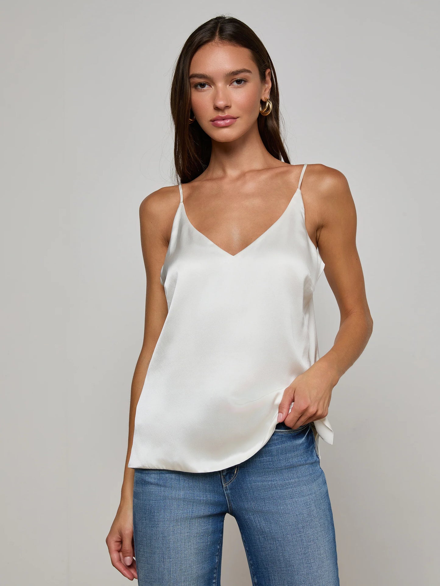 Gabriella Silk Camisole Ivory Charmeuse - L'AGENCE