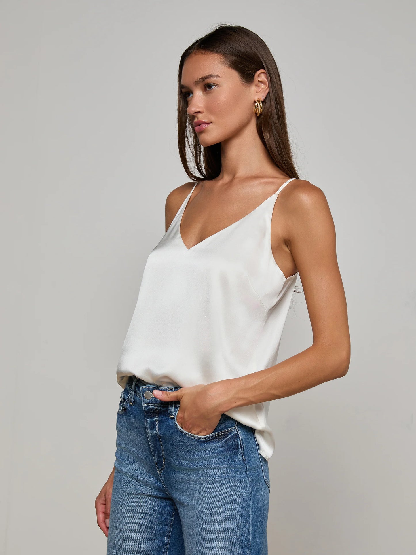 Gabriella Silk Camisole Ivory Charmeuse - L'AGENCE